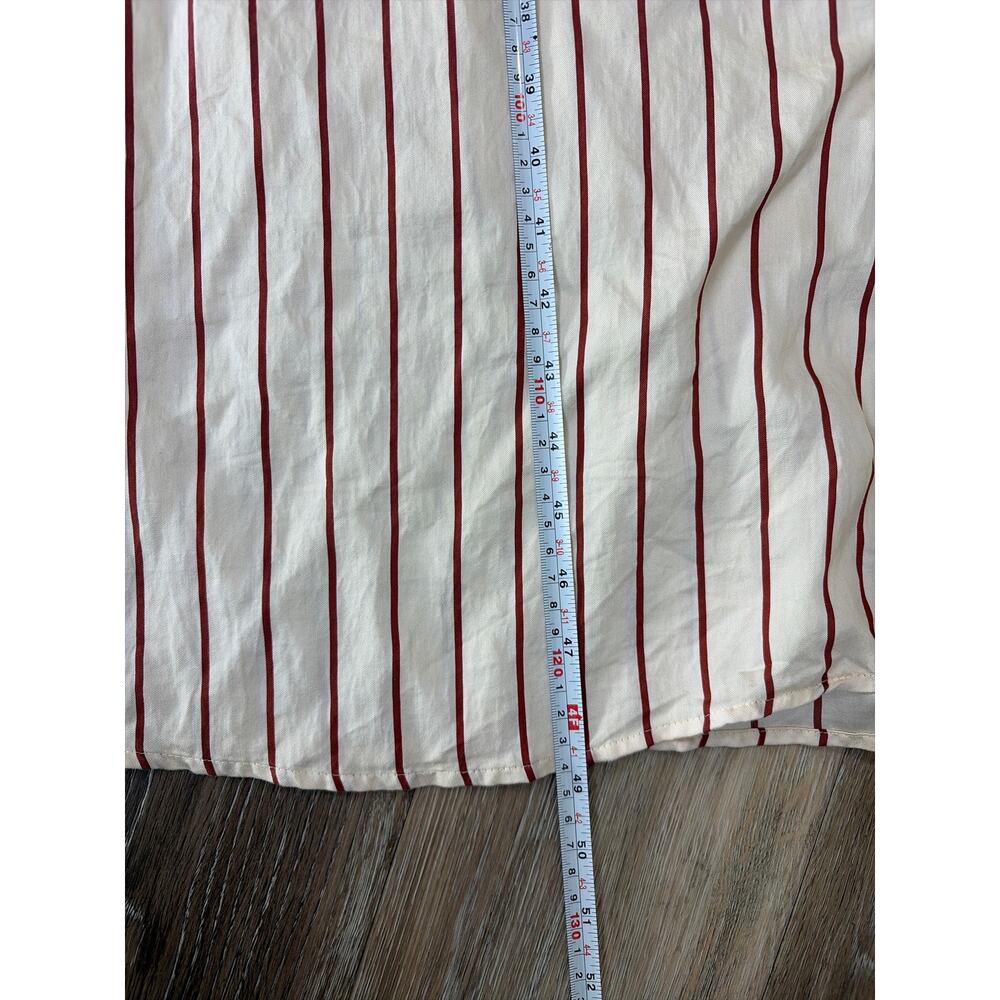 Zara Womens Shirt Dress Large Cream Maroon Striped Midi Button Front Collared - Picture 5 of 9